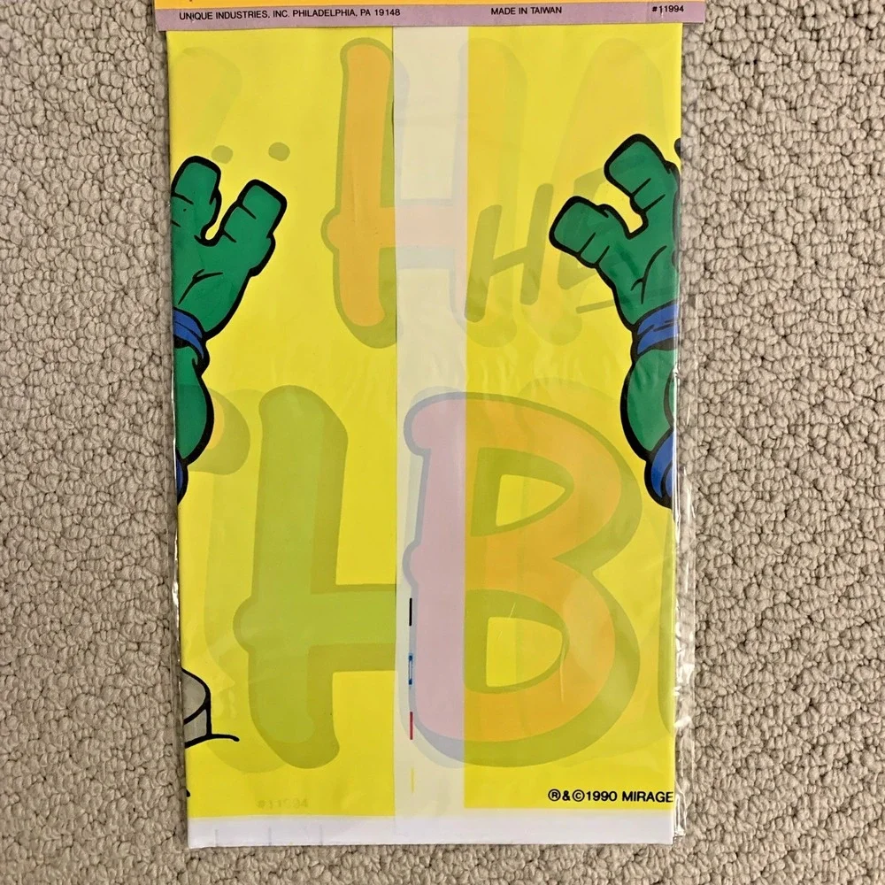 Vintage 1990 Teenage Mutant Ninja Turtles Birthday Party Banner 45